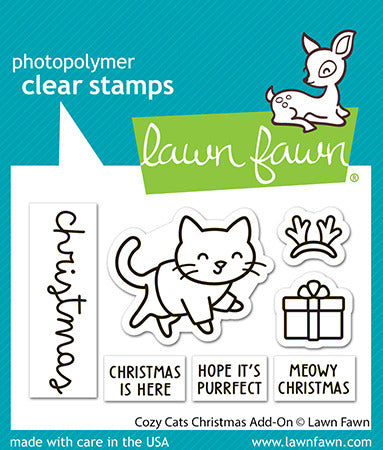 Lawn Fawn, , Cozy Cats Christmas Add-On Stamp & Die