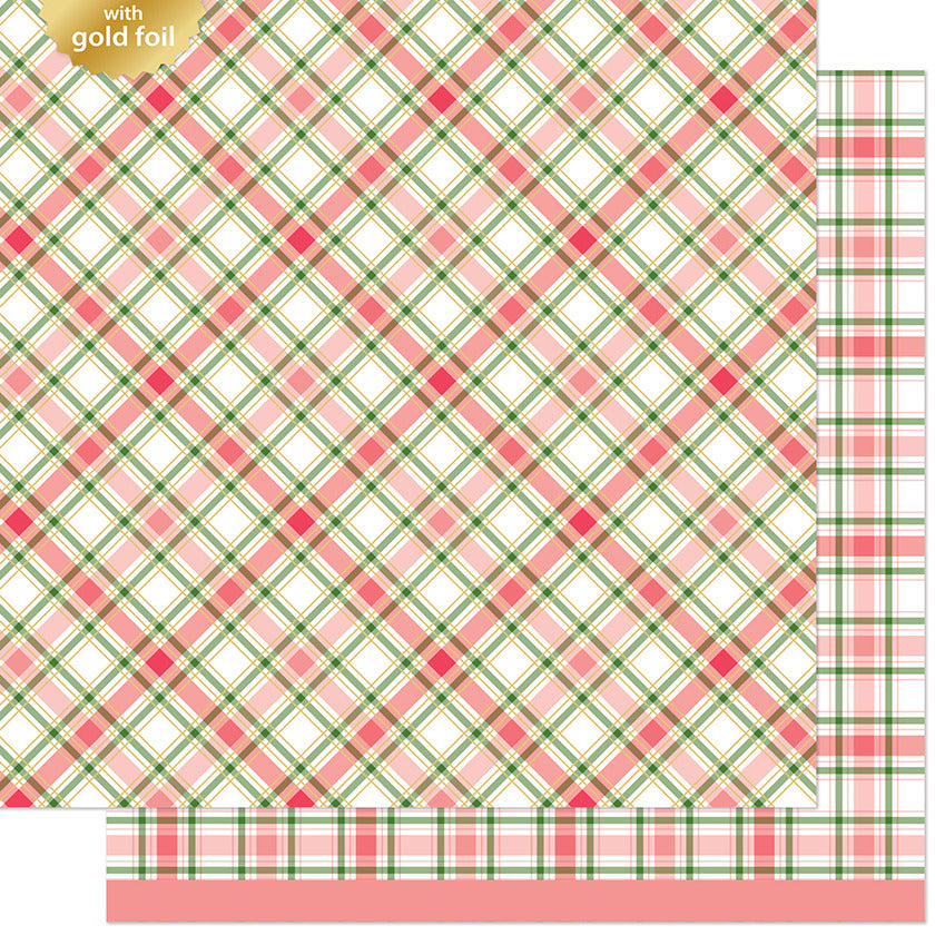 Lawn Fawn, 12X12 Patterned Paper, Let It Shine Holiday Plaids - Ginger Snap