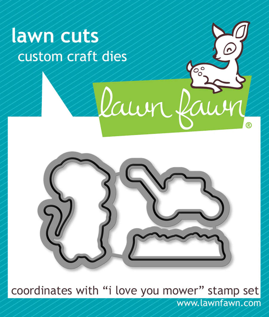 Lawn Fawn, I love You mower  Stamp & Die SEt