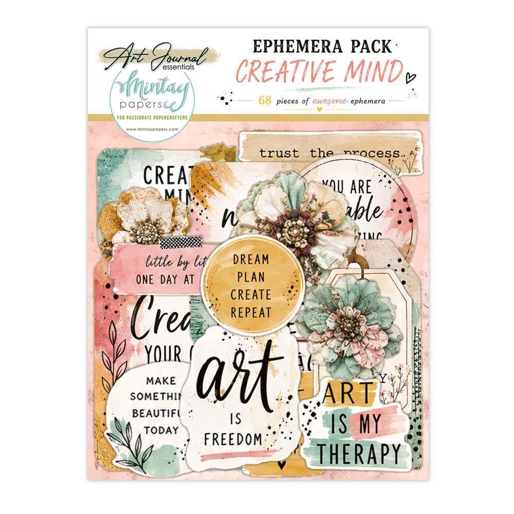 Mintay, Art Journal Ephemera Pack, Creative Mind (68pc)
