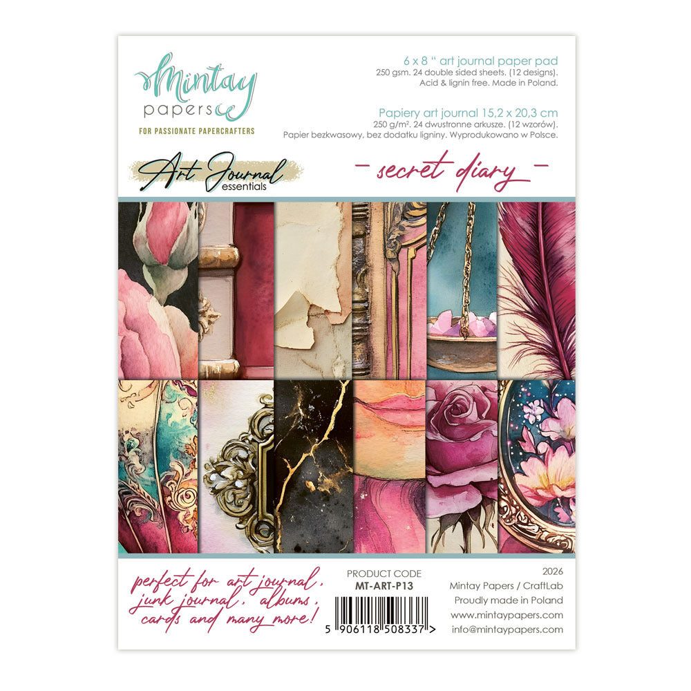 Mintay, 6X8 Art Journal Paper Pad, Secret Diary