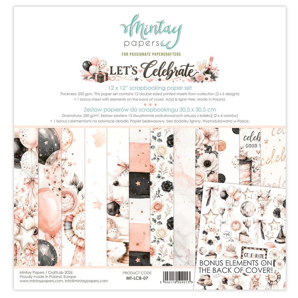 Mintay, 12X12 Paper Set, Let's Celebrate Pre-order