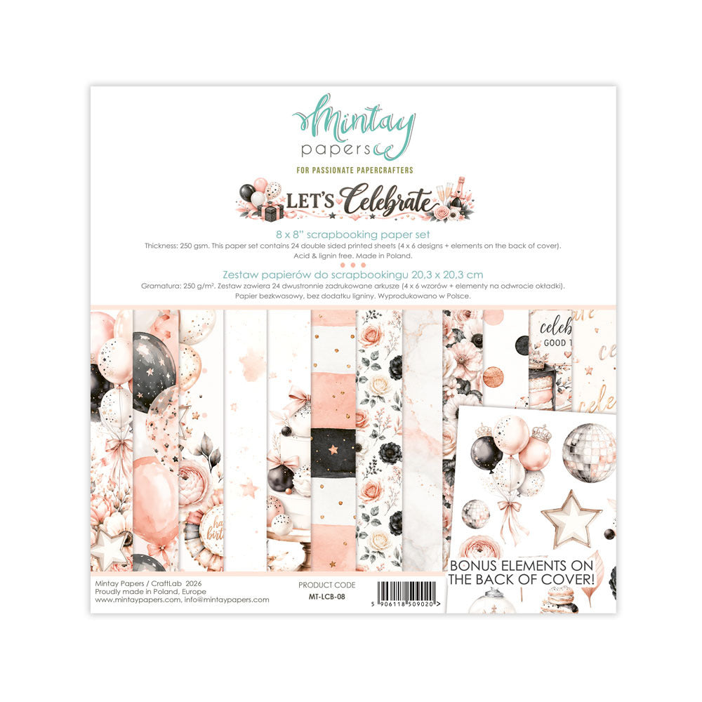 Mintay, 8X8 Paper Set, Let's Celebrate