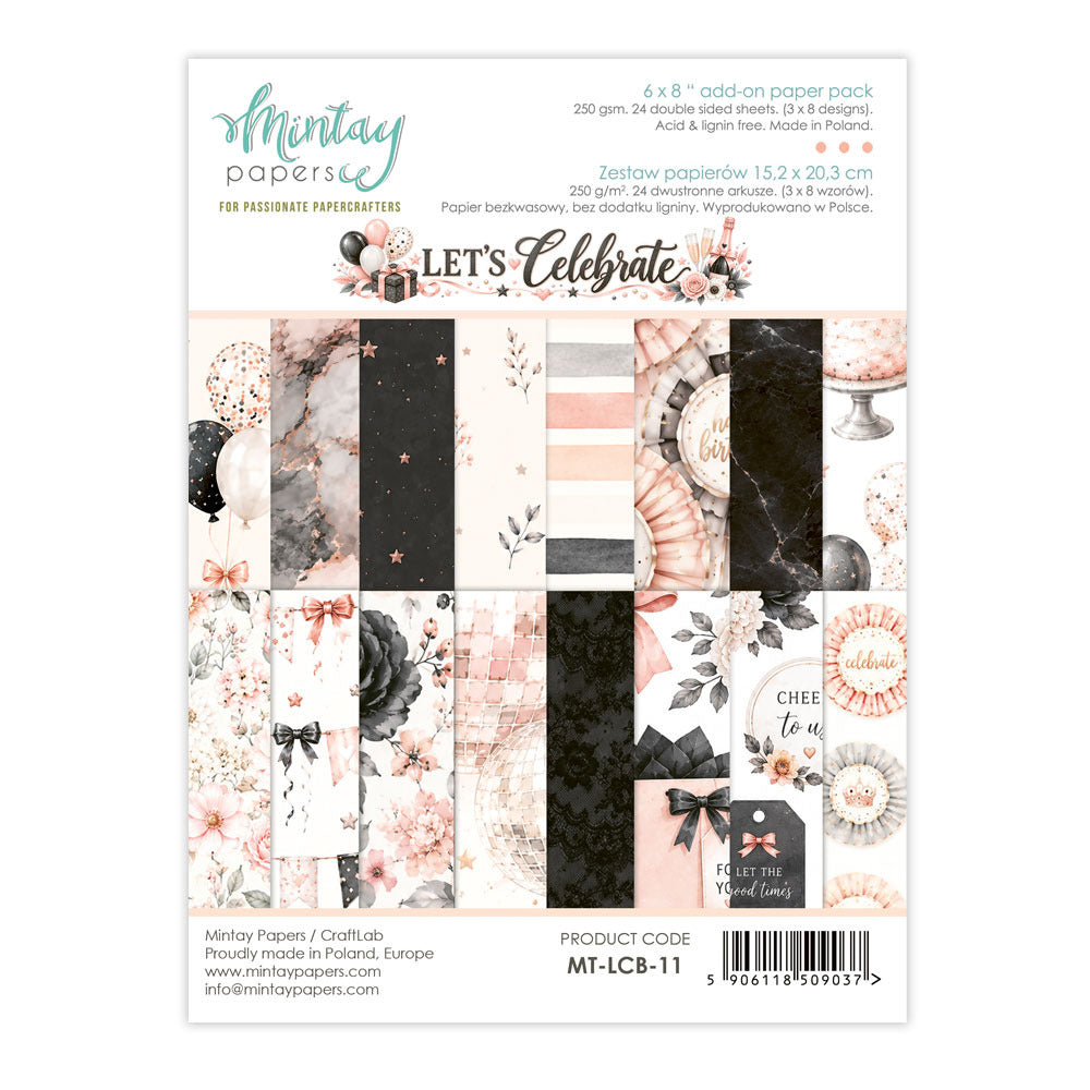 Mintay, 6X8 Add-on Paper Pad, Let's Celebrate