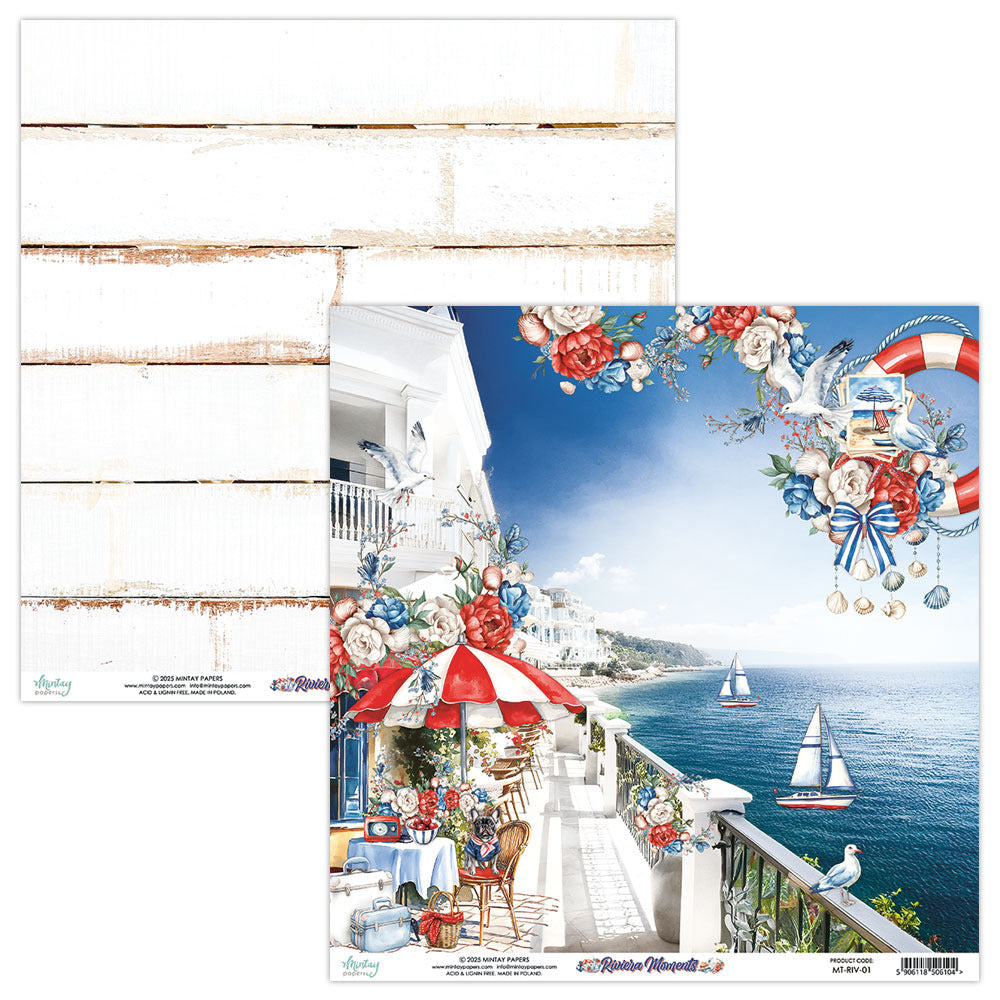 Mintay Paper, 12X12 Patterned Paper, Riviera Moments 01