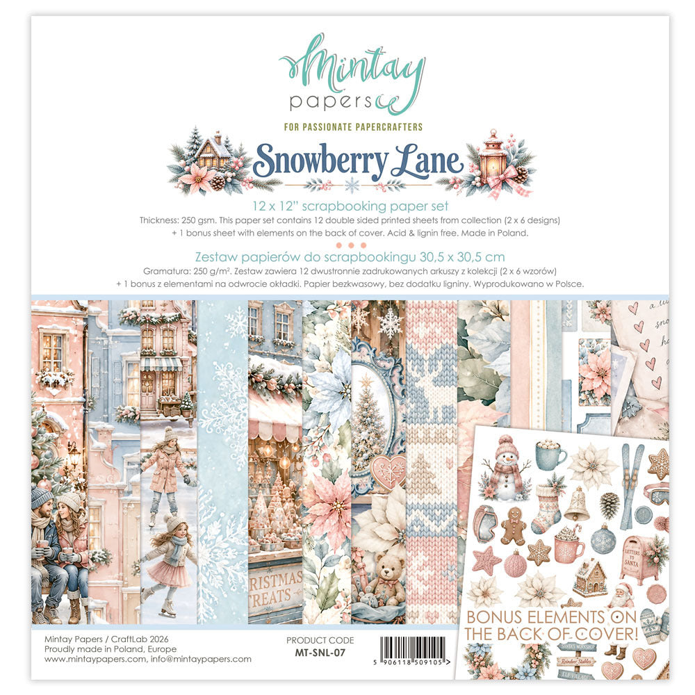 Mintay, 12X12 Paper Set, Snowberry Lane Pre-order