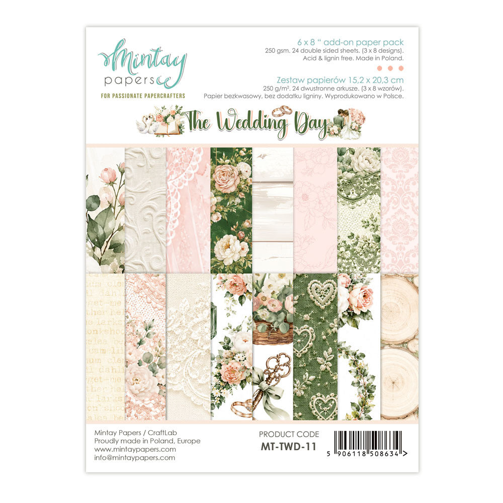 Mintay, 6X8 Add-on Paper Pad, The Wedding Day Add-On