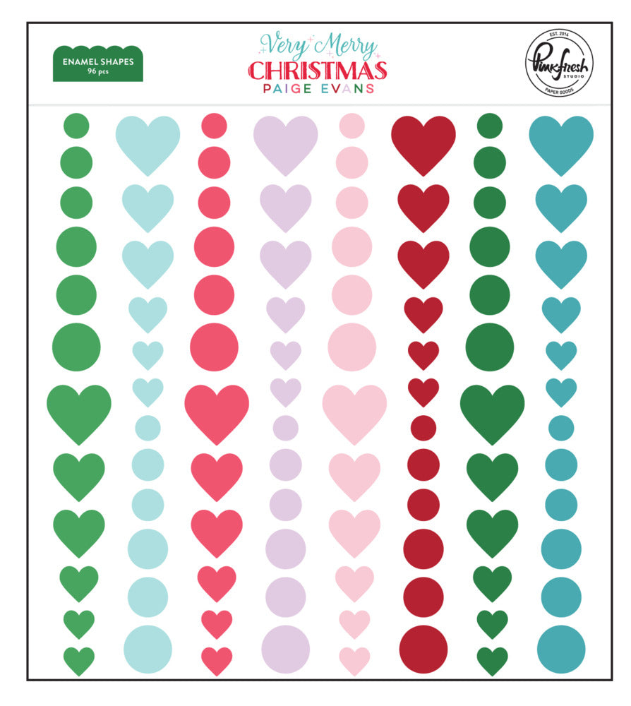 Pinkfresh Studio, Enamel Shapes, Very Merry Christmas