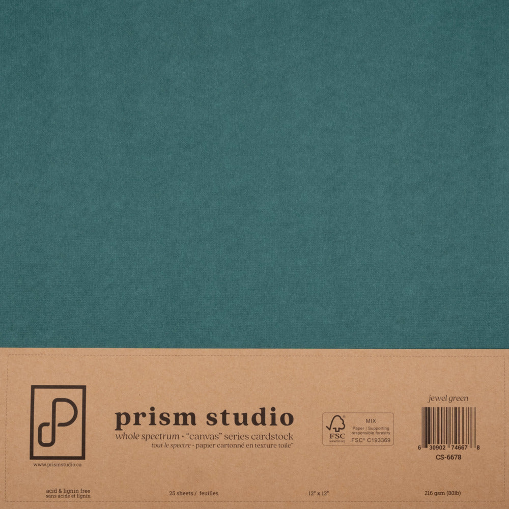Prism Studio, 12X12 Whole Spectrum "Canvas" Series Textured Cardstock, Jewel Green