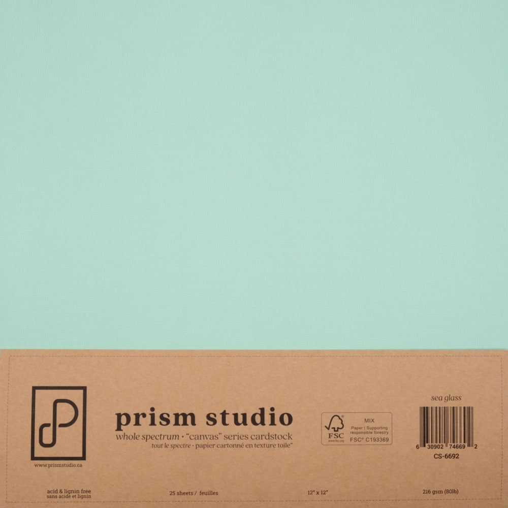 Prism Studio, 12X12 Whole Spectrum "Canvas" Series Textured Cardstock, Sea Glass