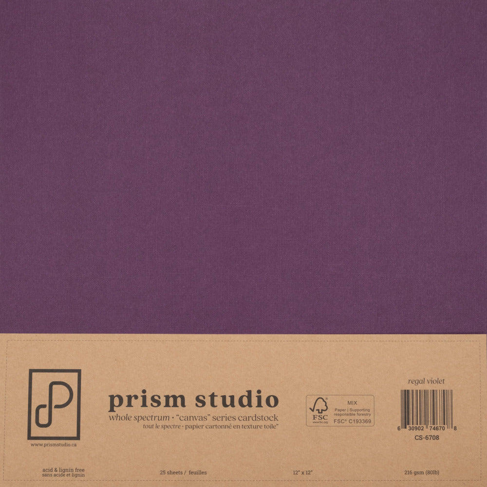 Prism Studio, 12X12 Whole Spectrum "Canvas" Series Textured Cardstock, Regal Violet