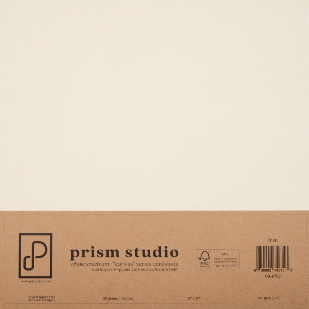 Prism Studio, 12X12 Whole Spectrum "Canvas" Series Textured Cardstock, Linen