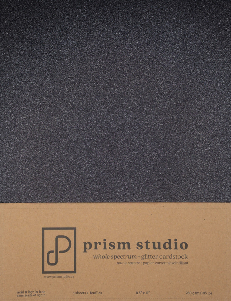 Prism Studio,Whole Spectrum Glitter Cardstock Pack, 8.5x11 Pack-Obsidian