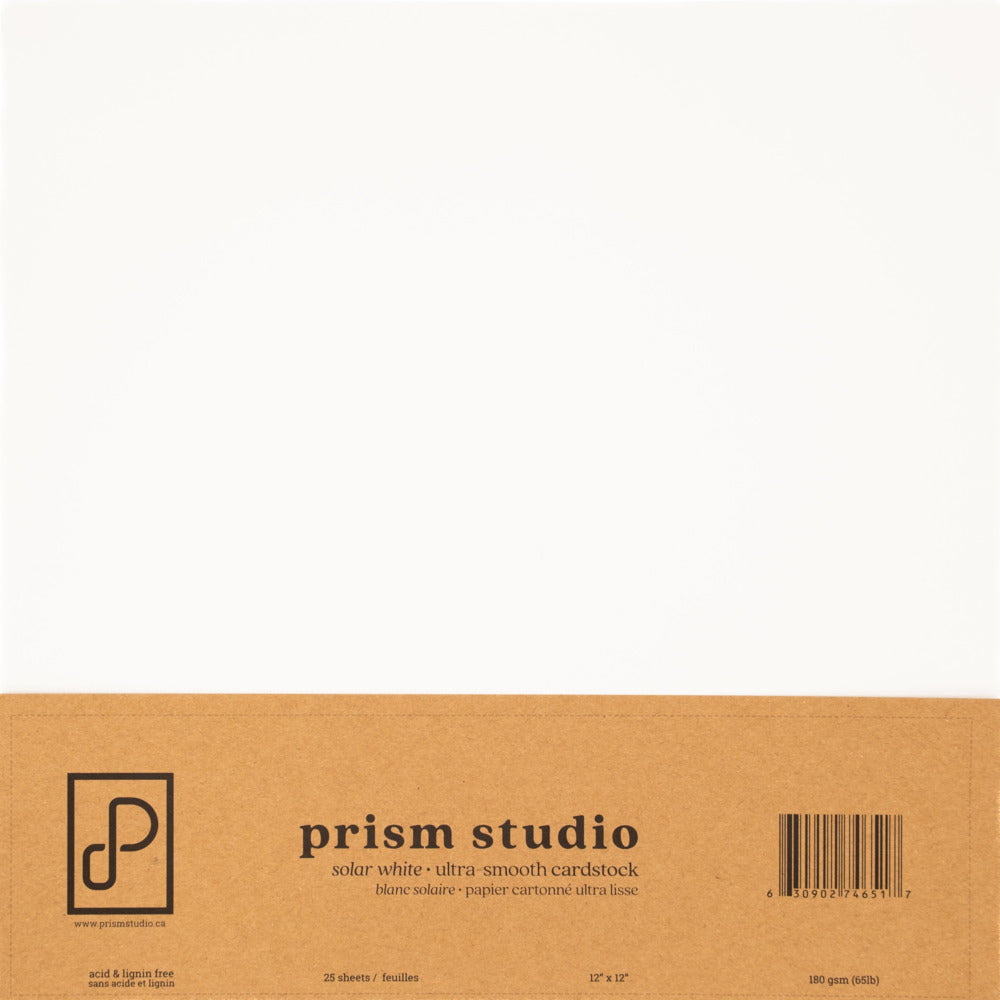 Prism Studio, Whole Spectrum Cardstock, Pack 12x12-Solar White Cardstock 65 lb