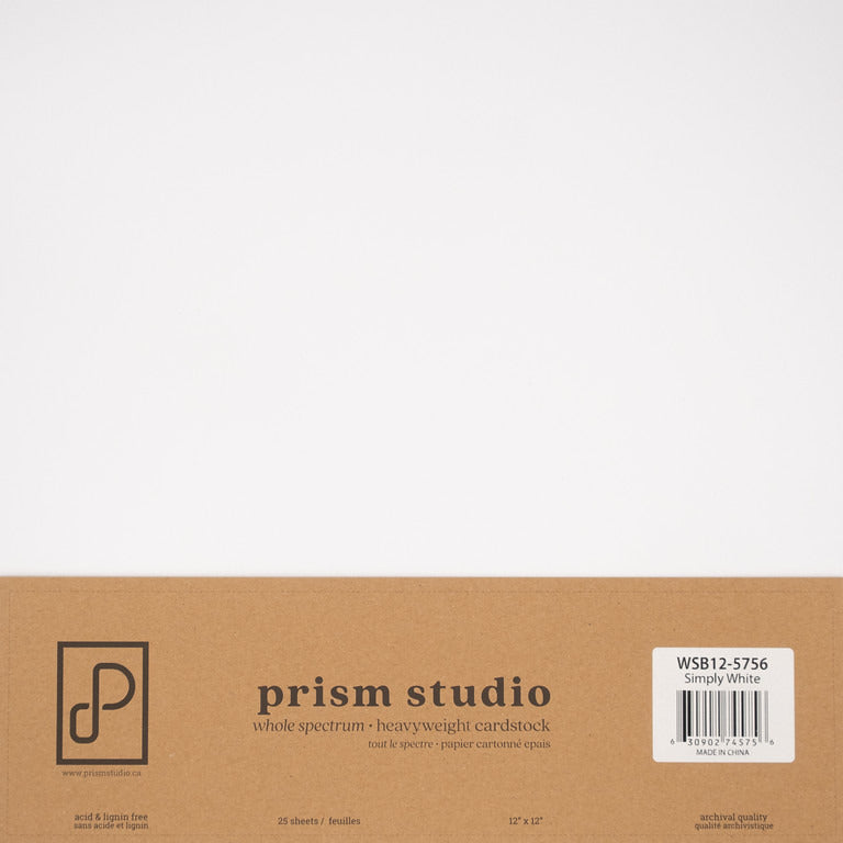 Prism Studio, Whole Spectrum Cardstock Pack 12x12-Simply White, smooth 92 lbs.