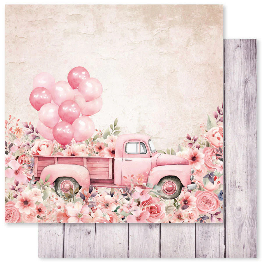 Paper Rose, 12X12 Patterned Paper, Sweet Valentine Basics D
