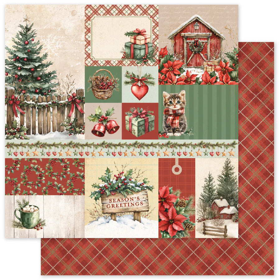 Paper Rose, 12X12 Paper, Christmas Tree Farm A