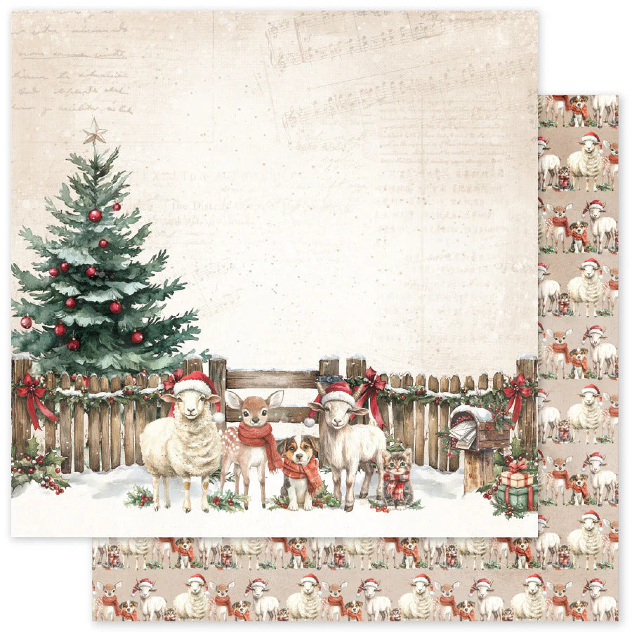 Paper Rose, 12X12 Paper, Christmas Tree Farm Basics C