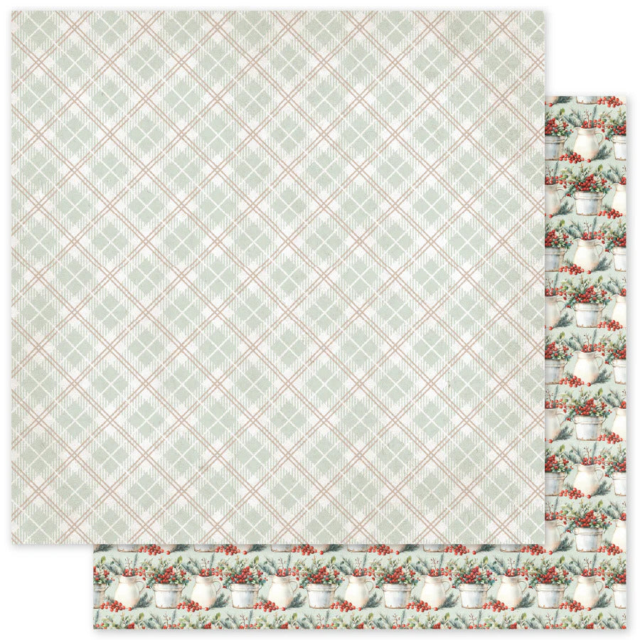 Paper Rose, 12X12 Paper, Christmas Tree Farm Basics E