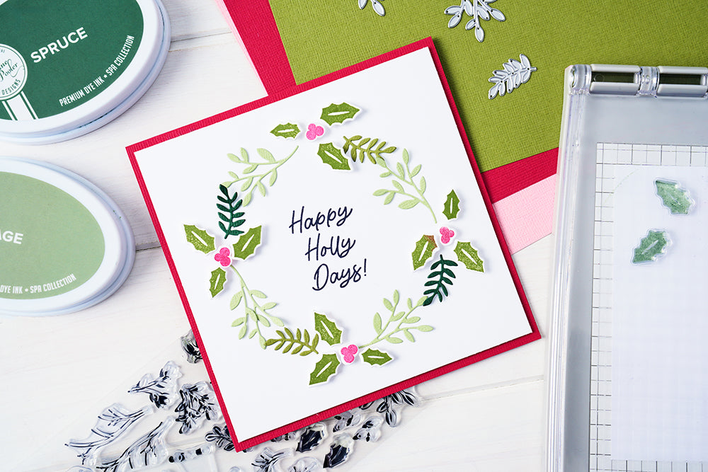 Sizzix, Catherine Pooler, Happy Holly Days Stamp Set