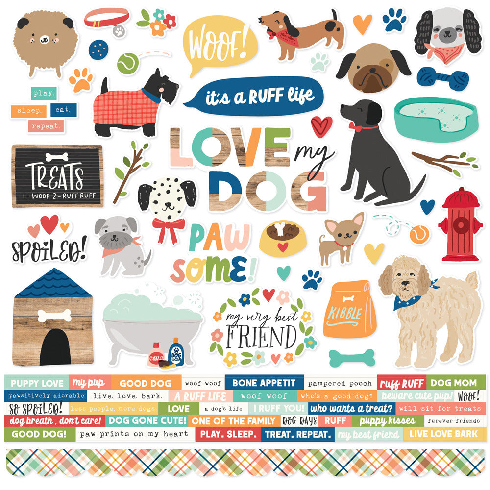 Simple Stories, Sticker Sheet, Fur Baby Dog