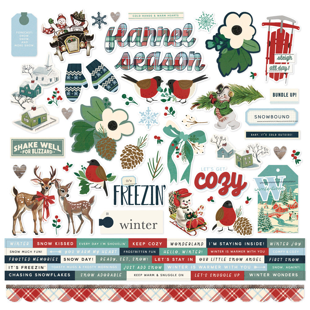 Simple Stories, 12X12 Cardstock Sticker Sheet, Simple Vintage Flannel Season