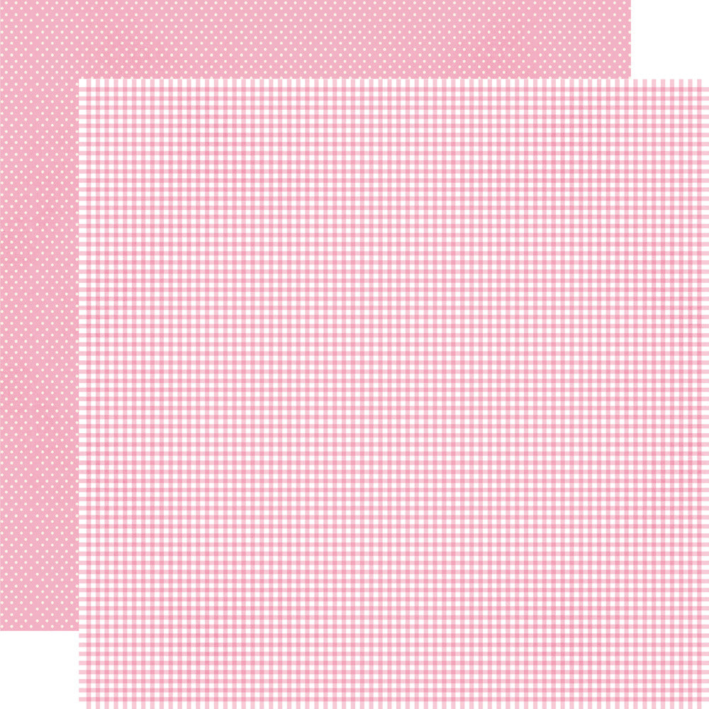 Simple Stories, 12X12 Patterned Paper, Say Cheese Classic Pooh Baby - Bubblegum Gingham