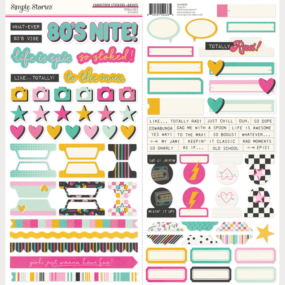 Simple Stories, Cardstock Stickers, Totally 80's - Basics