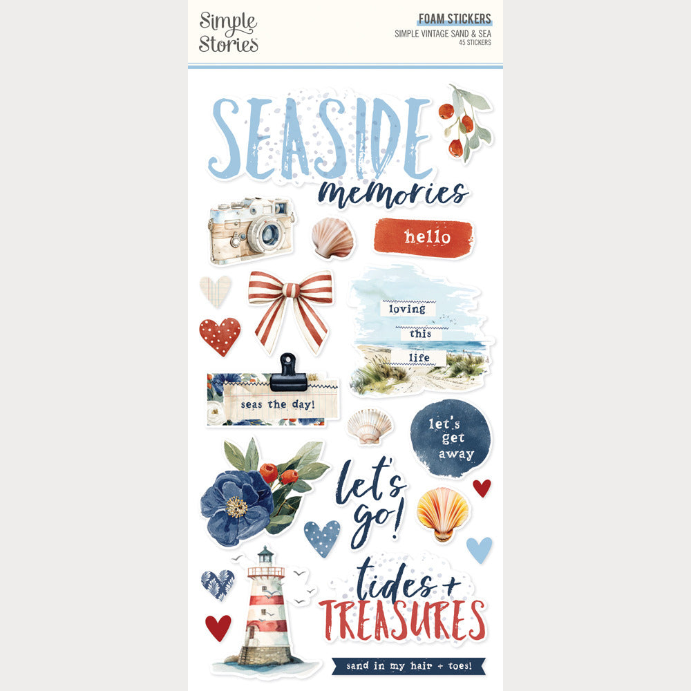 Simple Stories, Foam Stickers, Simple Vintage Sand & Sea