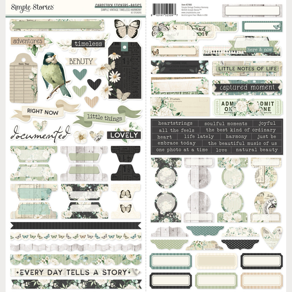 Simple Stories Simple Vintage Timeless Harmony - Cardstock Stickers