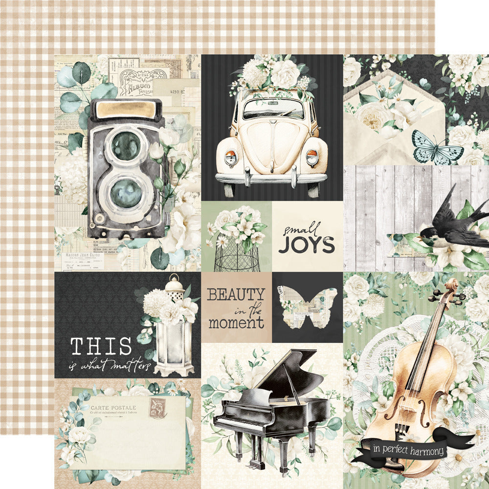 Simple Stories, 12X12 Patterned Paper, Simple Vintage Timeless Harmony - Combo Elements