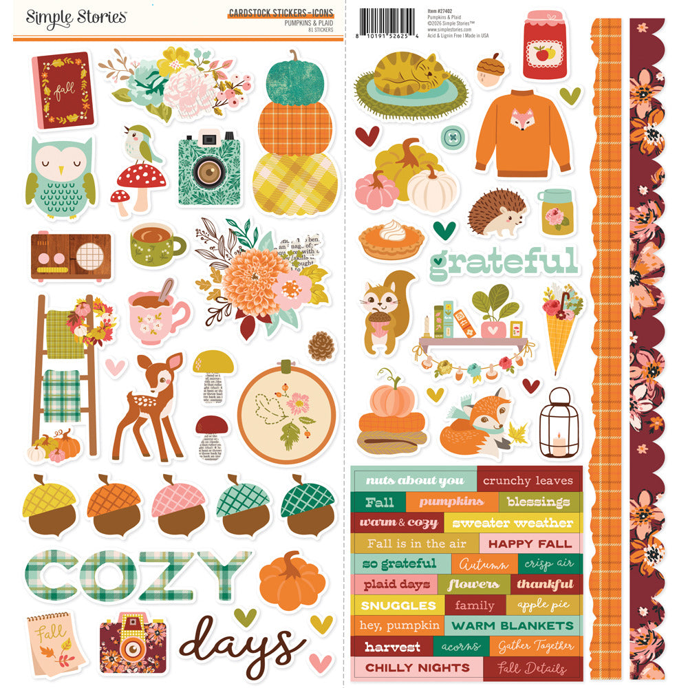 Simple Stories, Cardstock Stickers, Pumpkins & Plaid - Icons