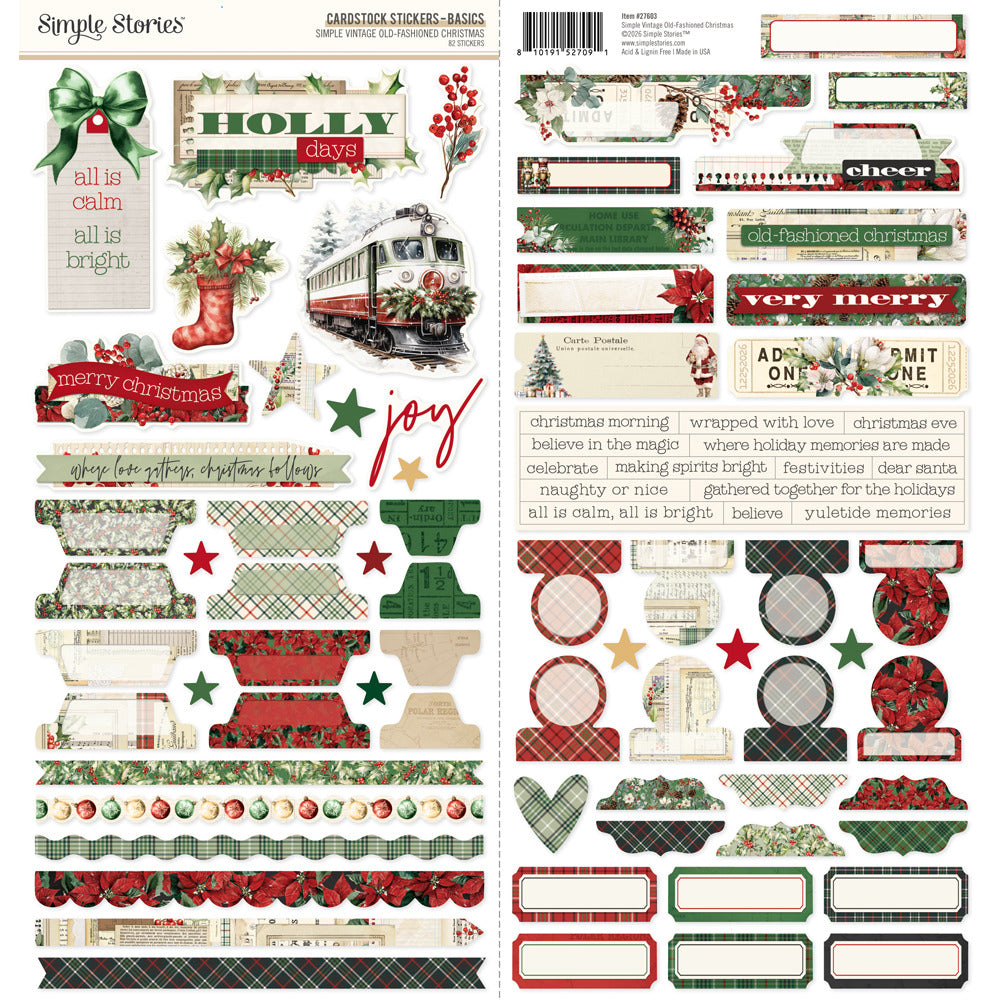 Simple Stories, Cardstock Stickers, Simple Vintage Old-Fashioned Christmas - Basics