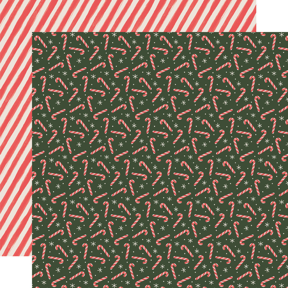 Simple Stories, 12X12 Patterned Paper, Mistletoe & Holly - Peppermint Dreams