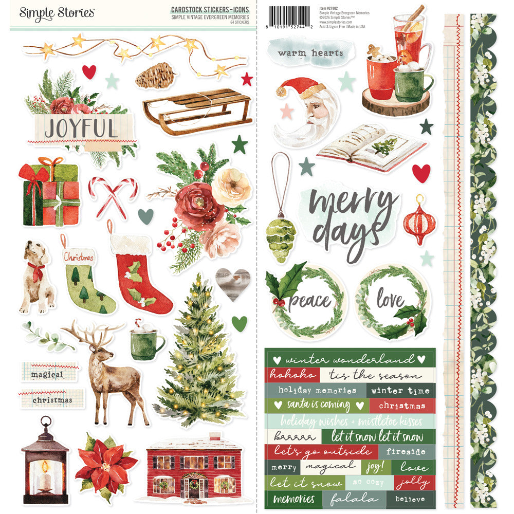 Simple Stories, Cardstock Stickers, Simple Vintage Evergreen Memories - Icons