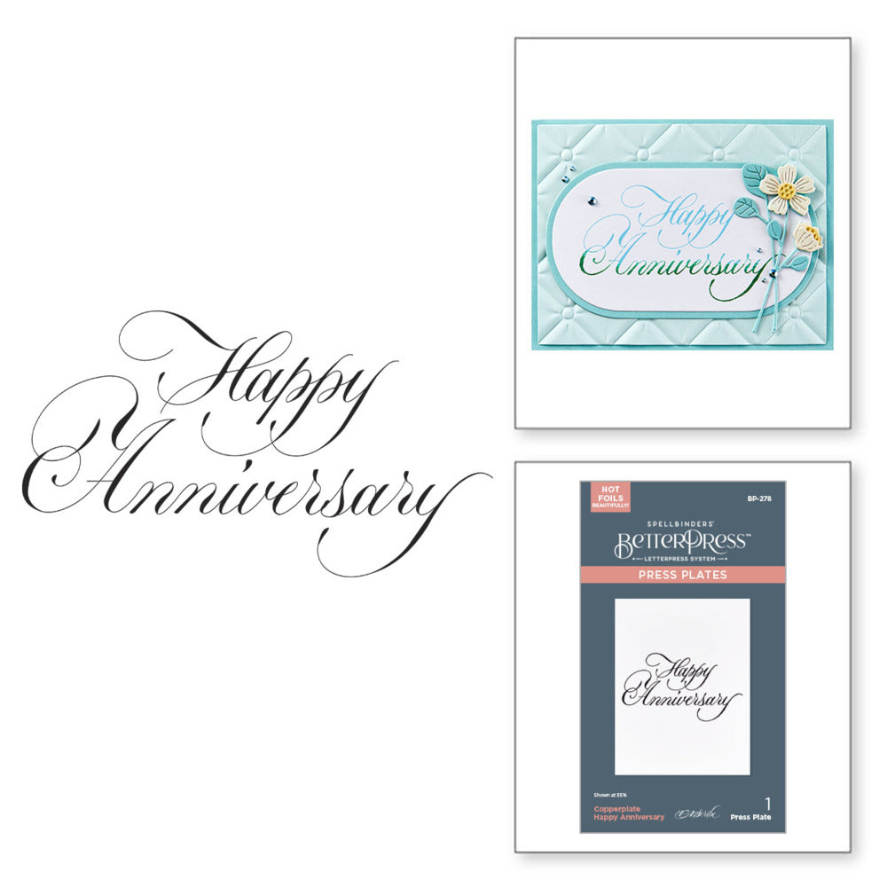 Spellbinders, BetterPress, Press Plates, Copperplate Happy Anniversary