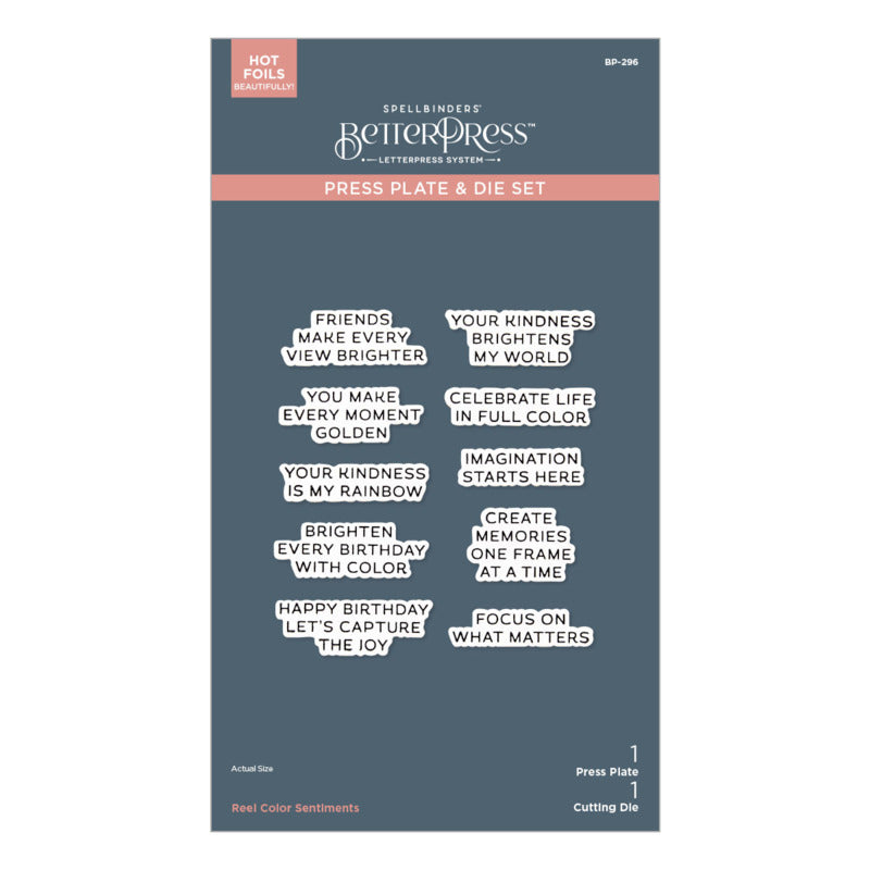 Spellbinders, BetterPress, Press Plates & Die, Take Note - Reel Color Sentiments