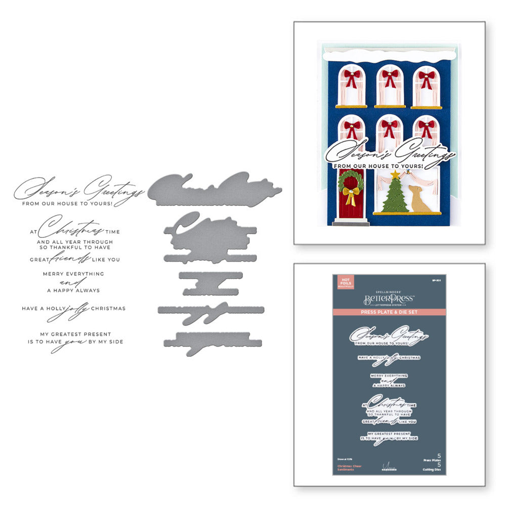 Spellbinders, BetterPress Plate & Die Set, Holiday - Christmas Cheer Sentiments