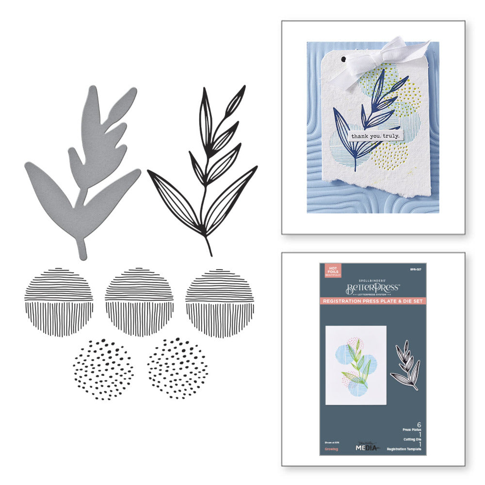 Spellbinders, BetterPress Plate & Die Set, Modern Botanicals - Growing