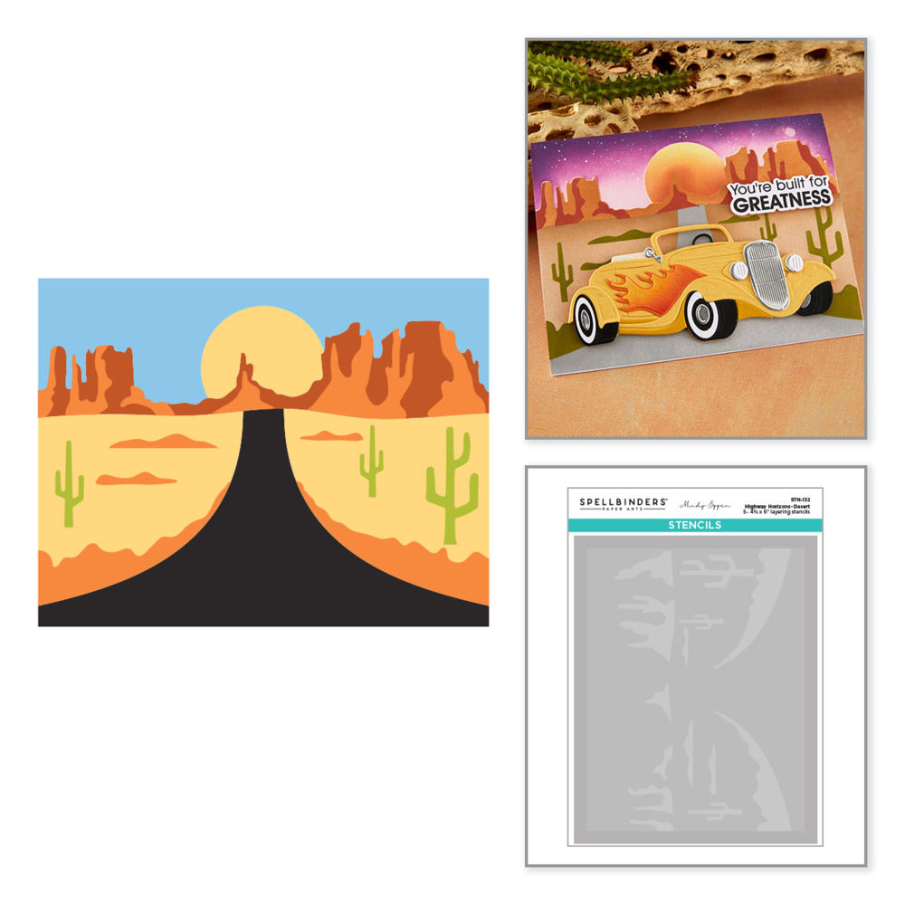 Spellbinders,Layered Stencils, Highway Horizons-Desert Pre-order