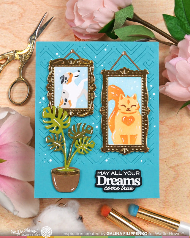 Waffle Flower, Dies, Postage Collage Frames