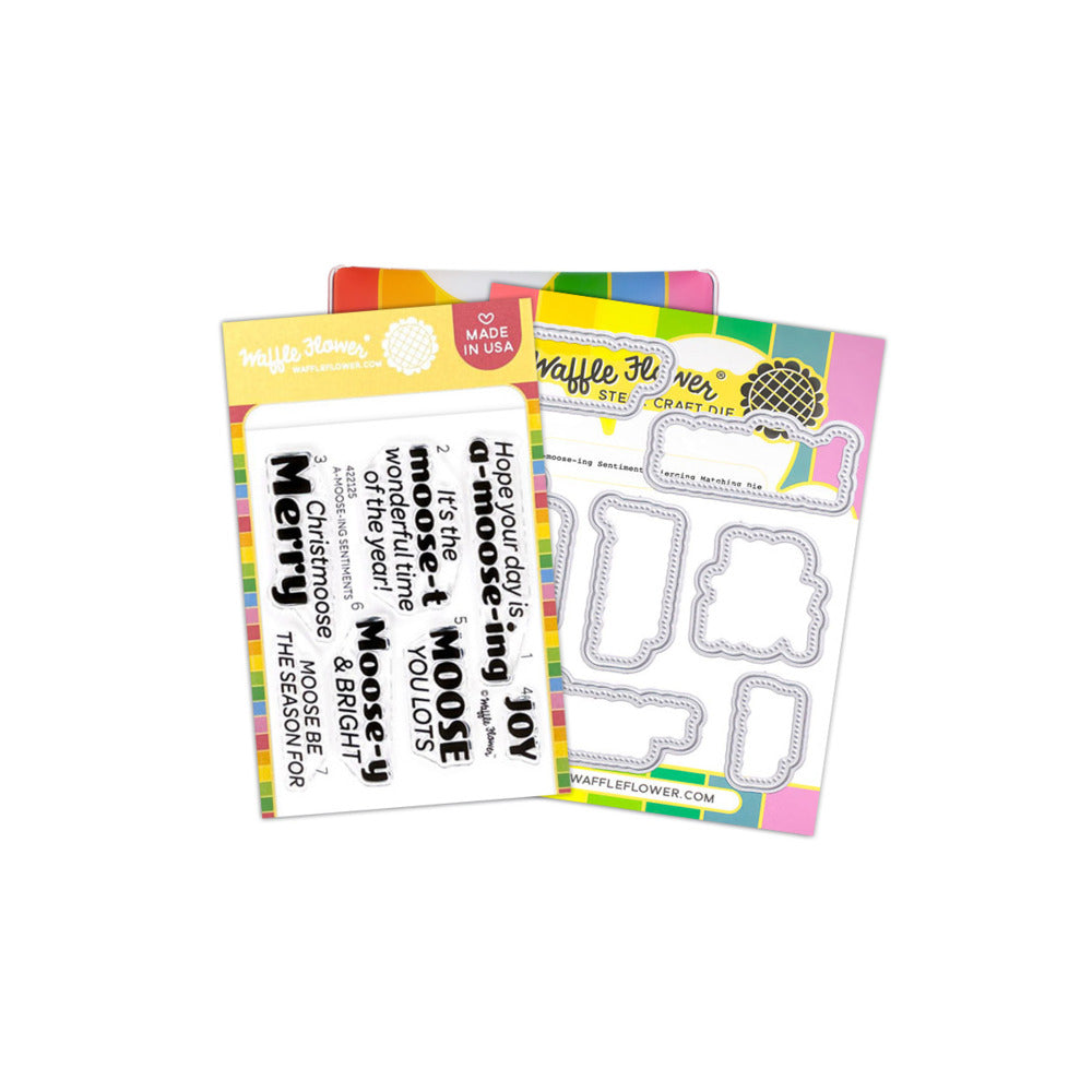 Waffle Flower, Clear Stamp & Die Combo, A-moos-ing Sentiments
