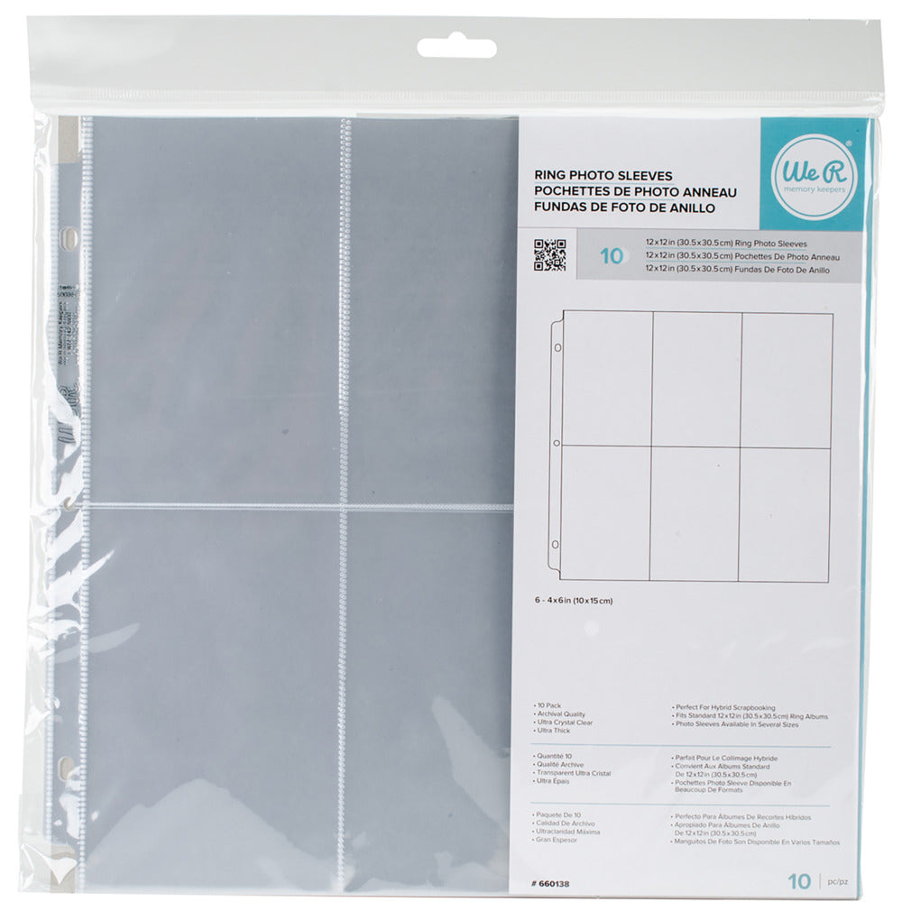 American Crafts, We R Makers, Ring Photo Sleeves, 6 - 4x6 vertical