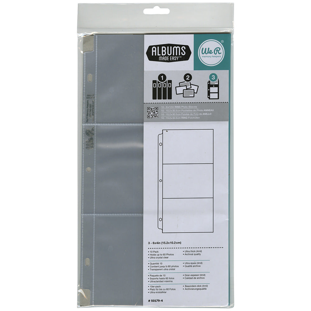 American Crafts, WE R Makers, Ring Page Protectors, Photo Sleeves, 6x12 inch