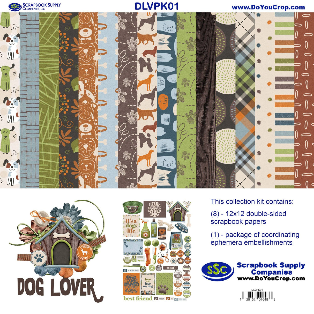 SSC Designs, Dog Lover, 12 x 12 Scrapbook Paper & Embellishment Kit