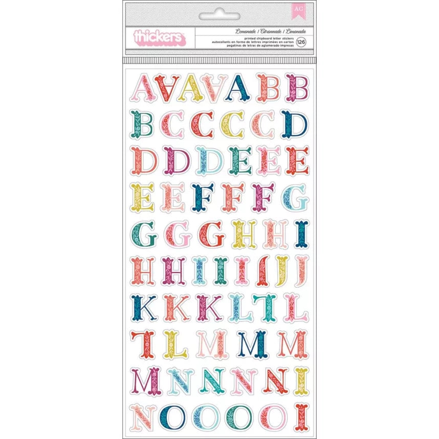 American Crafts, Thickers, Alphabet Stickers, Lemonade