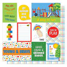 Photoplay Paper, Go Outside and Play - 12x12 patterned paper - Time to Play