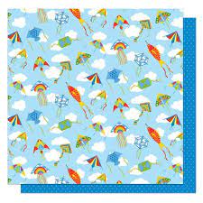 Photoplay Paper, Go Outside and Play - 12x12 patterned paper - Fly a Kite
