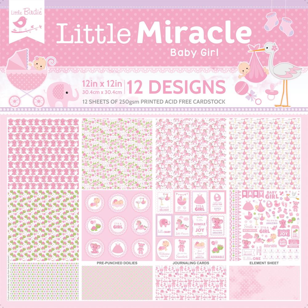 Little Birdie, Little Miracle Baby Girl, 12x12 Paper Pack