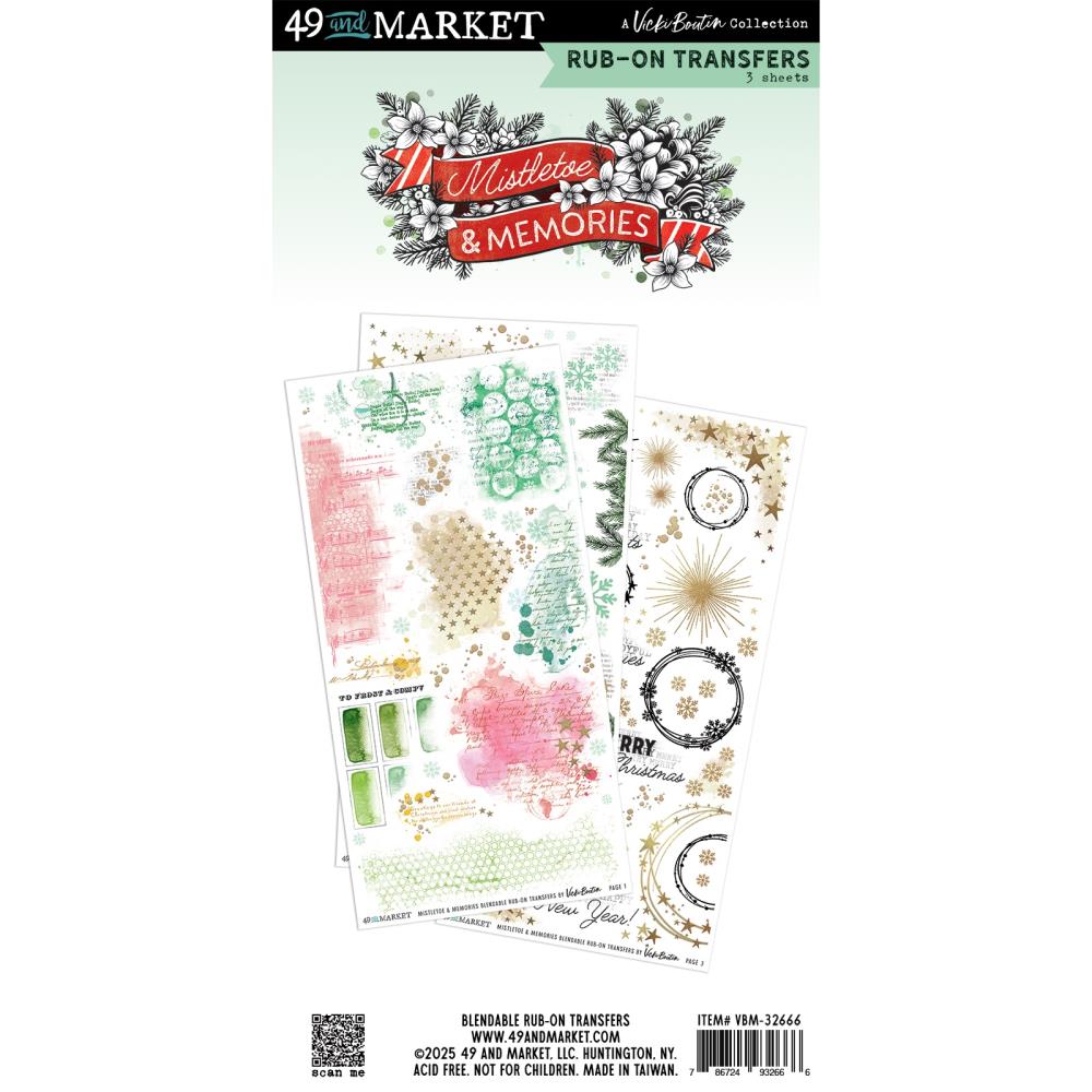49th and Market, Mistletoe & Memories, Blendable Rub-On Transfers